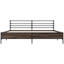 sengeramme 200x200 cm konstrueret træ og metal brun egetræ