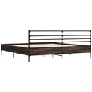 sengeramme 200x200 cm konstrueret træ og metal brun egetræ