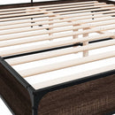 sengeramme 200x200 cm konstrueret træ og metal brun egetræ
