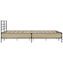 sengestel 135x190 cm konstrueret træ og metal sonoma-eg