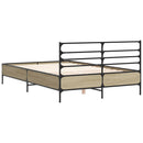 sengestel 135x190 cm konstrueret træ og metal sonoma-eg
