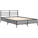 sengestel 135x190 cm konstrueret træ og metal grå sonoma-eg