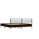 sengestel 140x190 cm konstrueret træ og metal brun egetræsfarve