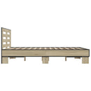 sengestel 140x190 cm konstrueret træ og metal sonoma-eg