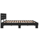 sengestel 200x200 cm konstrueret træ og metal sort