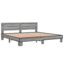 sengestel 200x200 cm konstrueret træ og metal grå sonoma-eg