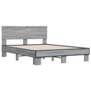 sengestel 120x200 cm konstrueret træ og metal grå sonoma-eg