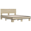 sengestel 135x190 cm konstrueret træ og metal sonoma-eg