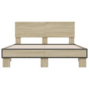sengestel 135x190 cm konstrueret træ og metal sonoma-eg