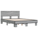 sengestel 135x190 cm konstrueret træ og metal grå sonoma-eg