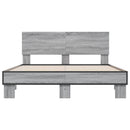 sengestel 135x190 cm konstrueret træ og metal grå sonoma-eg