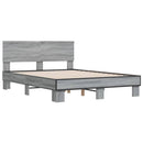 sengestel 140x190 cm konstrueret træ og metal grå sonoma-eg