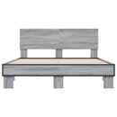 sengestel 140x190 cm konstrueret træ og metal grå sonoma-eg