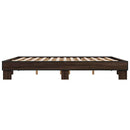 sengeramme 200x200 cm konstrueret træ og metal brun egetræ