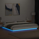 sengeramme med LED-lys 200x200 cm konstrueret træ hvid