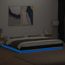 sengeramme med LED-lys 200x200 cm konstrueret træ sort