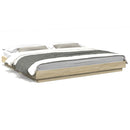 sengeramme med LED-lys 200x200 cm konstrueret træ sonoma-eg