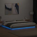 sengeramme med LED-lys 200x200 cm konstrueret træ grå sonoma-eg