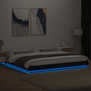 sengeramme med LED-lys 180x200 cm konstrueret træ sort