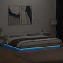sengeramme med LED-lys 180x200 cm konstrueret træ sonoma-eg
