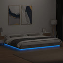 sengeramme med LED-lys 180x200 cm konstrueret træ betongrå