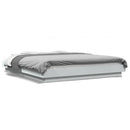 sengeramme med LED-lys 160x200 cm konstrueret træ hvid
