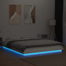 sengeramme med LED-lys 160x200 cm konstrueret træ hvid