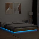 sengeramme med LED-lys 160x200 cm konstrueret træ sonoma-eg