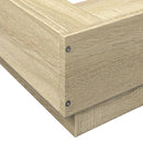 sengeramme med LED-lys 160x200 cm konstrueret træ sonoma-eg