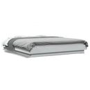 sengeramme med LED-lys 150x200 cm konstrueret træ hvid