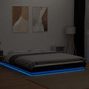 sengeramme med LED-lys 150x200 cm konstrueret træ sort