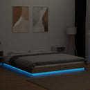 sengeramme med LED-lys 150x200 cm konstrueret træ sonoma-eg
