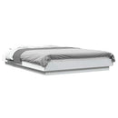 sengeramme med LED-lys 140x200 cm konstrueret træ hvid