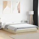 sengeramme med LED-lys 140x200 cm konstrueret træ sonoma-eg