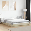 sengeramme med LED-lys 120x200 cm konstrueret træ sonoma-eg