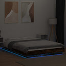 sengeramme med LED-lys 120x200 cm konstrueret træ røget eg