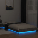 sengeramme med LED-lys 100x200 cm konstrueret træ betongrå