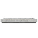 sengeramme med LED-lys 100x200 cm konstrueret træ betongrå