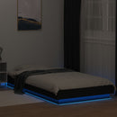 sengeramme med LED-lys 90x200 cm konstrueret træ sort