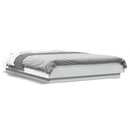 sengeramme med LED-lys 140x190 cm konstrueret træ hvid