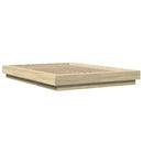 sengeramme med LED-lys 140x190 cm konstrueret træ sonoma-eg