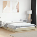 sengeramme med LED-lys 140x190 cm konstrueret træ sonoma-eg