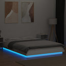sengeramme med LED-lys 120x190 cm konstrueret træ hvid