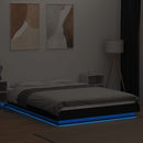 sengeramme med LED-lys 120x190 cm konstrueret træ sort