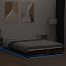sengeramme med LED-lys 120x190 cm konstrueret træ røget eg