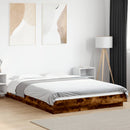 sengeramme med LED-lys 120x190 cm konstrueret træ røget eg