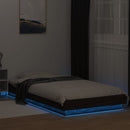 sengeramme med LED-lys 90x190 cm konstrueret træ brun egetræ