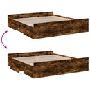 sengeramme med skuffer 200x200 cm konstrueret træ røget eg