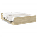 sengeramme med skuffer 150x200 cm konstrueret træ sonoma-eg