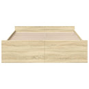 sengeramme med skuffer 150x200 cm konstrueret træ sonoma-eg